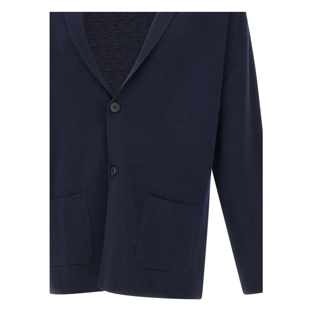 Filippo De Laurentiis Midnight Blue Wol Blazer Sweater Blue Heren
