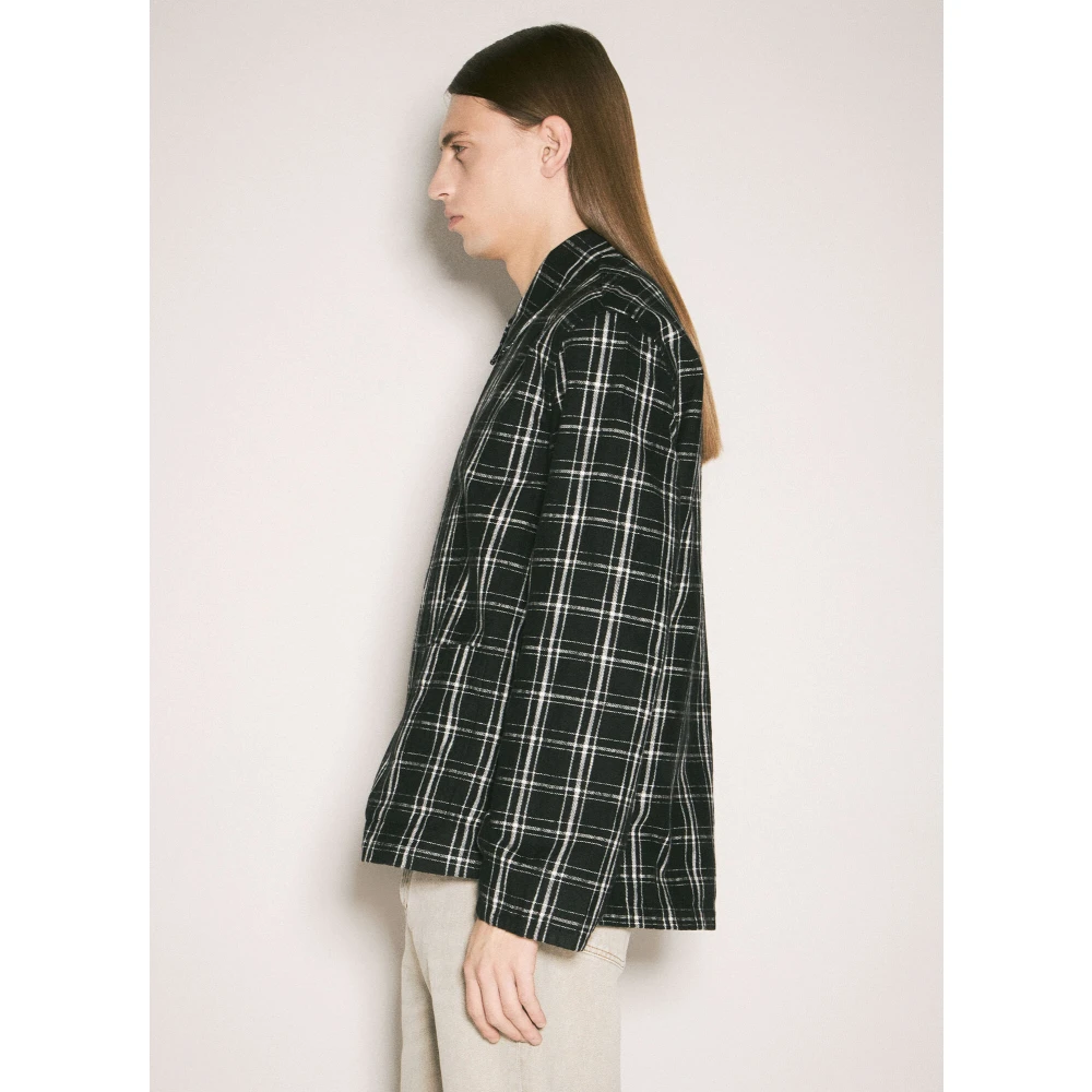 Our Legacy Geruite Katoenen Overshirt Black Heren