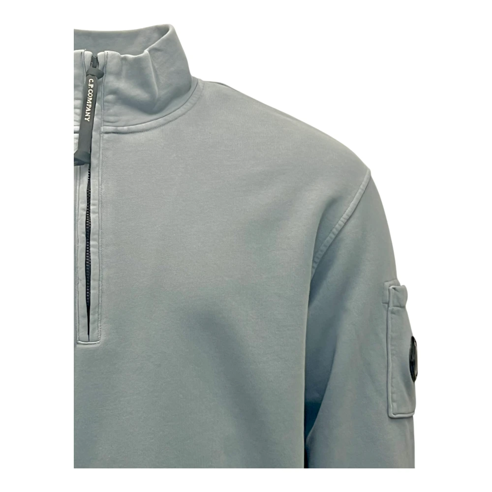 C.P. Company Diagonaal Fleece Troyer Sweatshirt Blauw Gray Heren