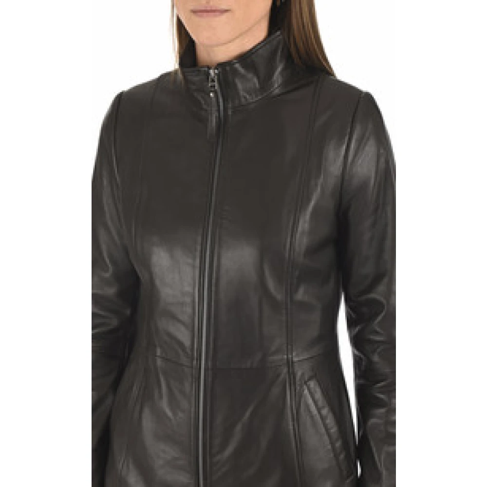 La Canadienne Zwarte Lam Leren Eco-Vriendelijke Vest Black Dames