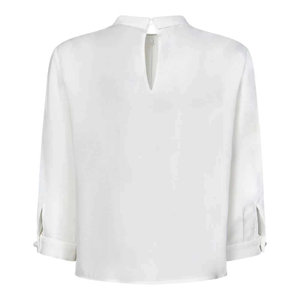 N21 Witte Zijde Blend Geplooide Blouse White Dames