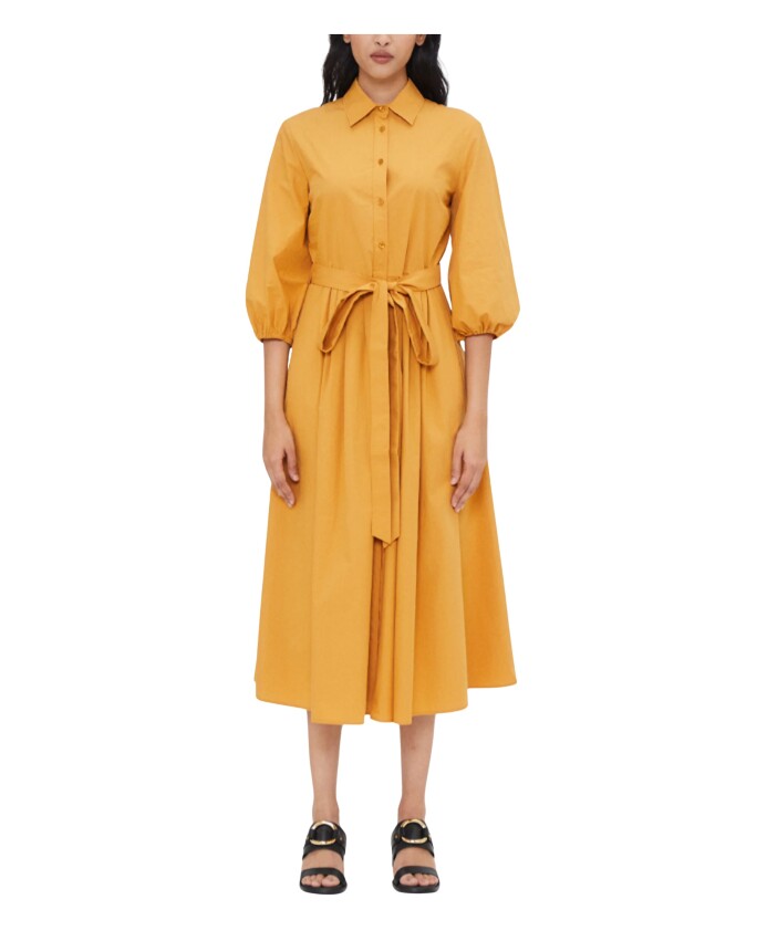robe-chemise-midi-a-taille-froncee