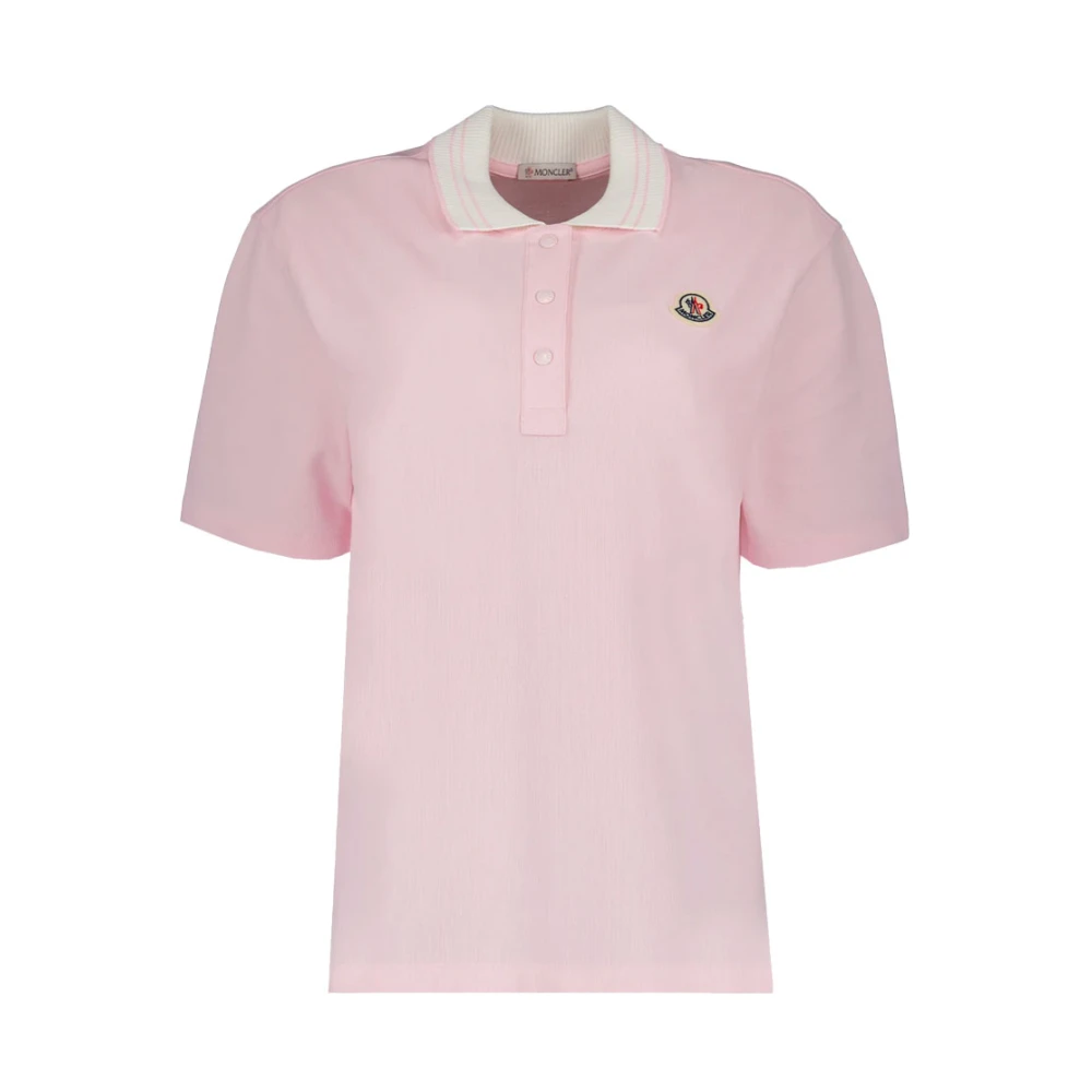 Moncler Polo T-Shirt Boxy Fit Pink Heren
