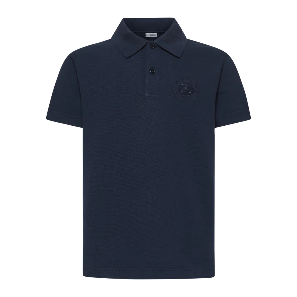 Burberry Men's Blue Ekd Logo Embroidery Cotton Polo Shirt