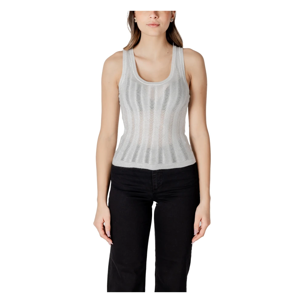 Jacqueline de Yong Gestreepte Mouwloze Tank Top White Dames
