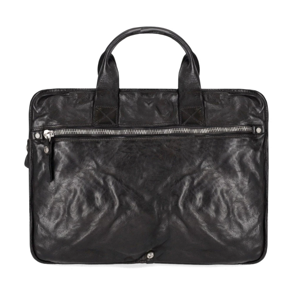 Campomaggi Men's Black Laptop Bags & Cases, One Size, Leather Briefcase