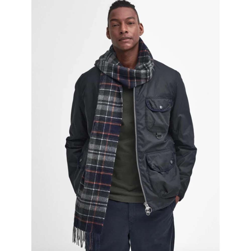 Barbour Geruite sjaal in marineblauw gember Blue Heren