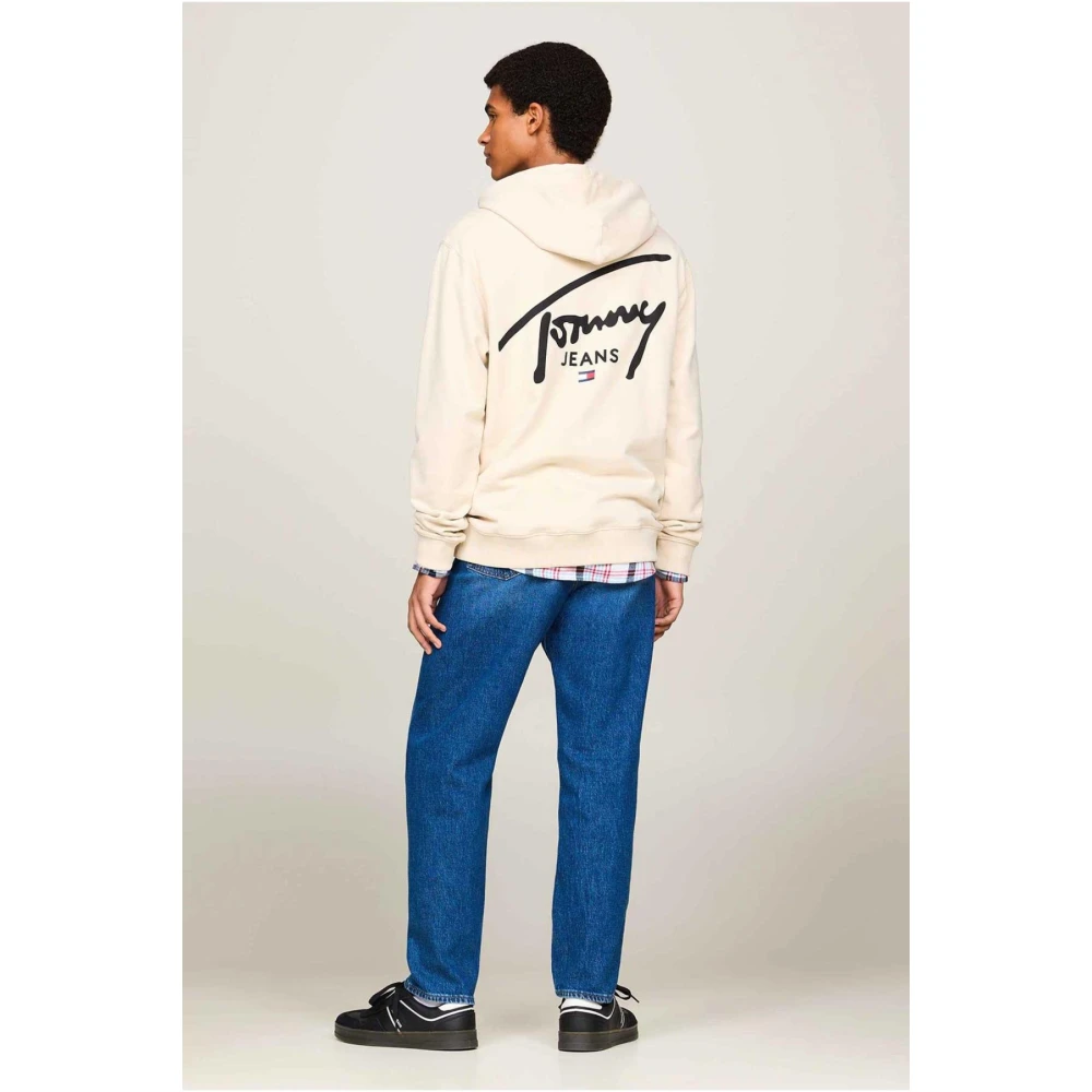 Tommy Jeans Hoodie Beige Bedrukt Logo Beige Heren