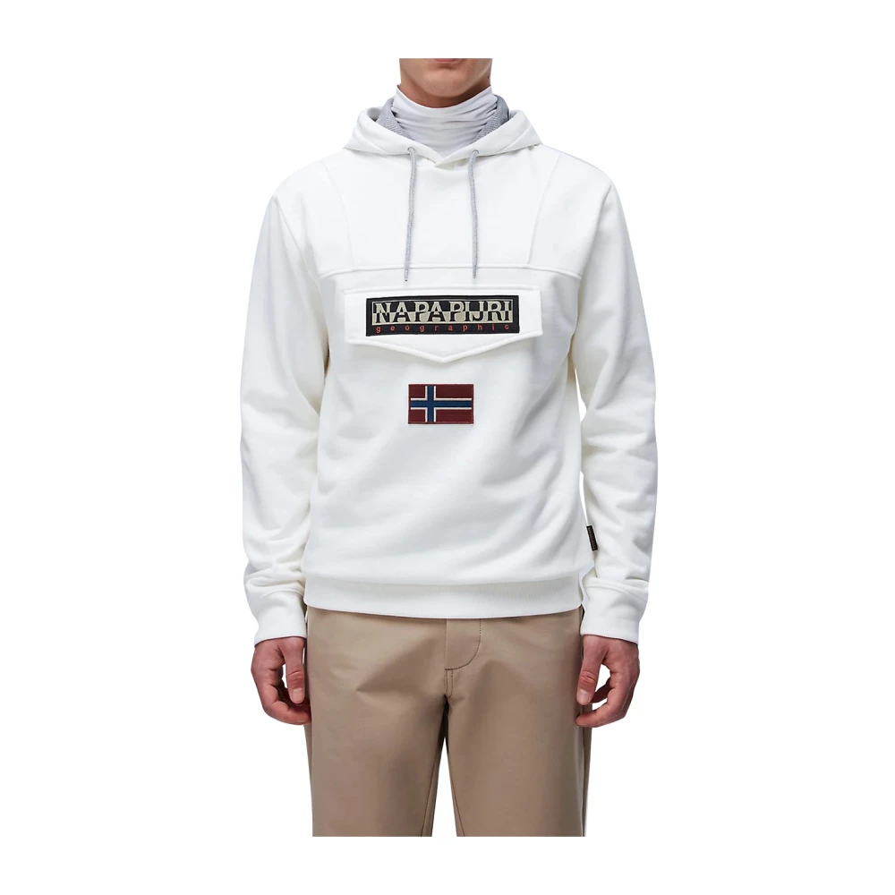 Napapijri Winter hoodie Rainforest stijl White Heren