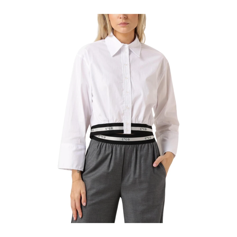 Co'Couture Witte Logo Crop Shirt Katoenen Blouse White Dames