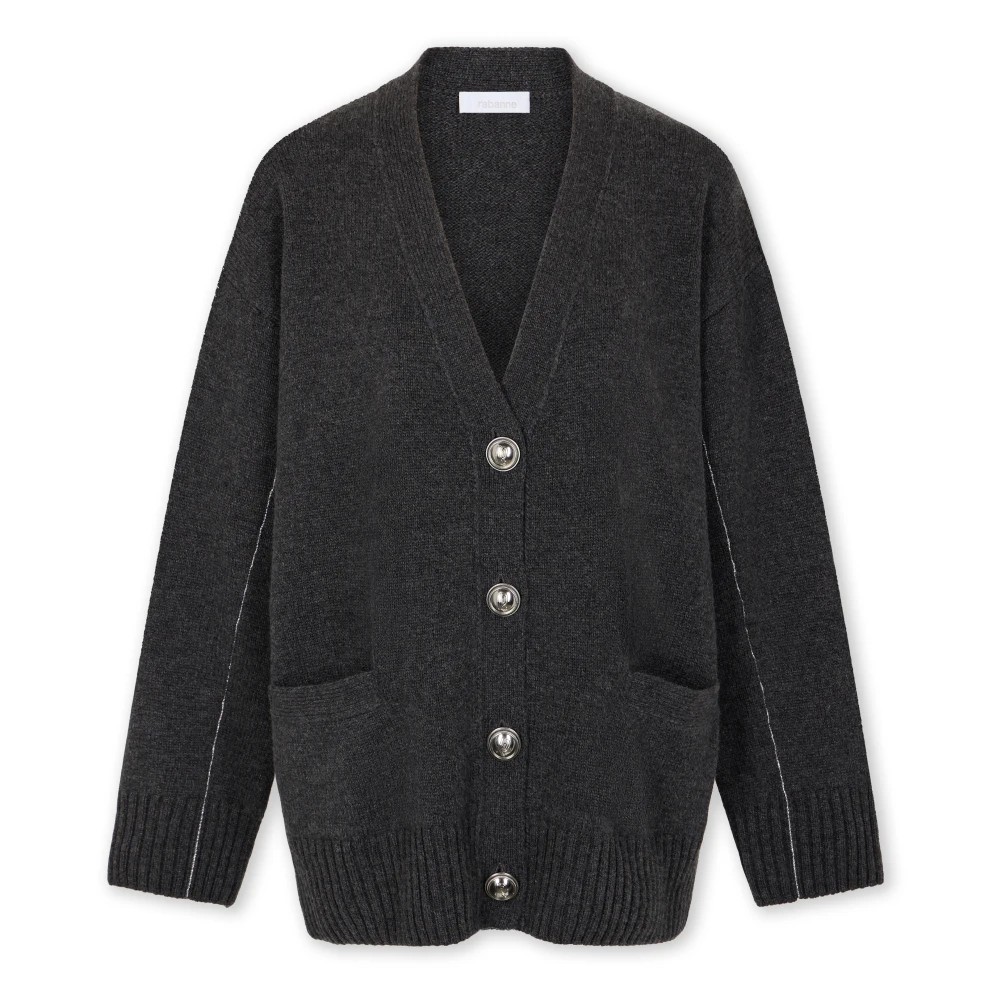 Rabanne Women's Gray Dark Grey Wool Cashmere Cardigan - Cardigans - L - Knitwear