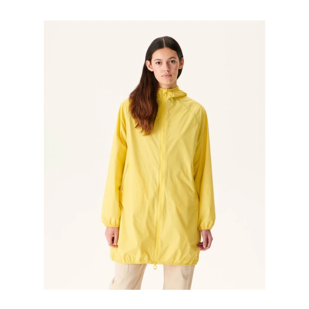 Jott Lange regenjas met capuchon Reflecterende winddichte jas Yellow Dames