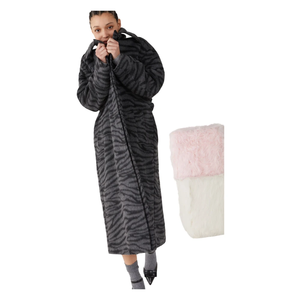Iblues Dierenprintjas met geometrische snit Black Dames