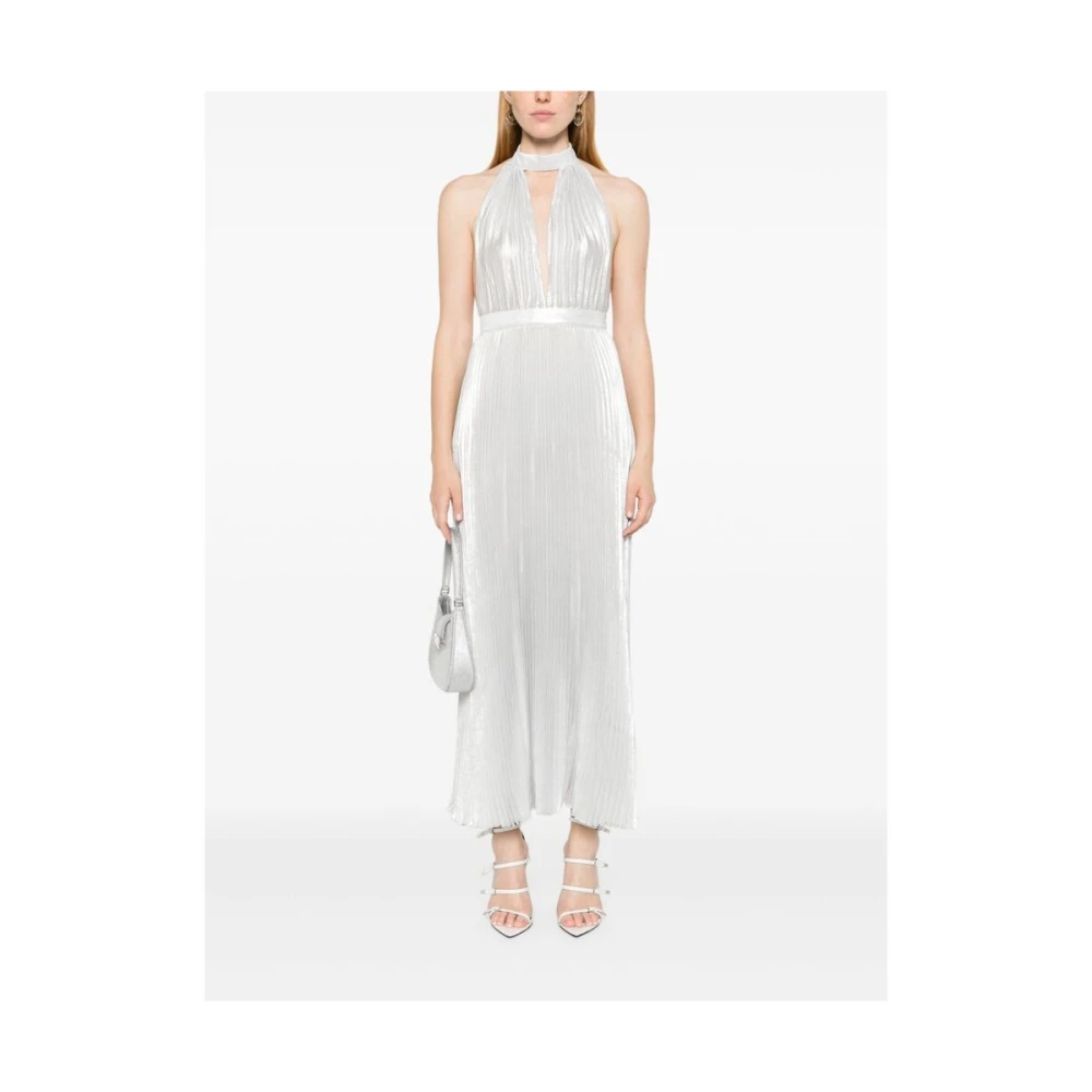 L'idée Metallic Halterjurk met Diepe V-hals Gray Dames
