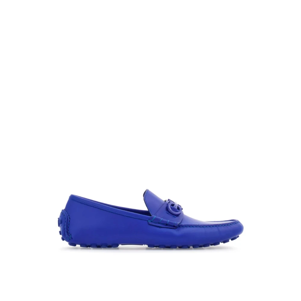 Ferragamo Men's Blue Grazioso Gancini Logo Loafers