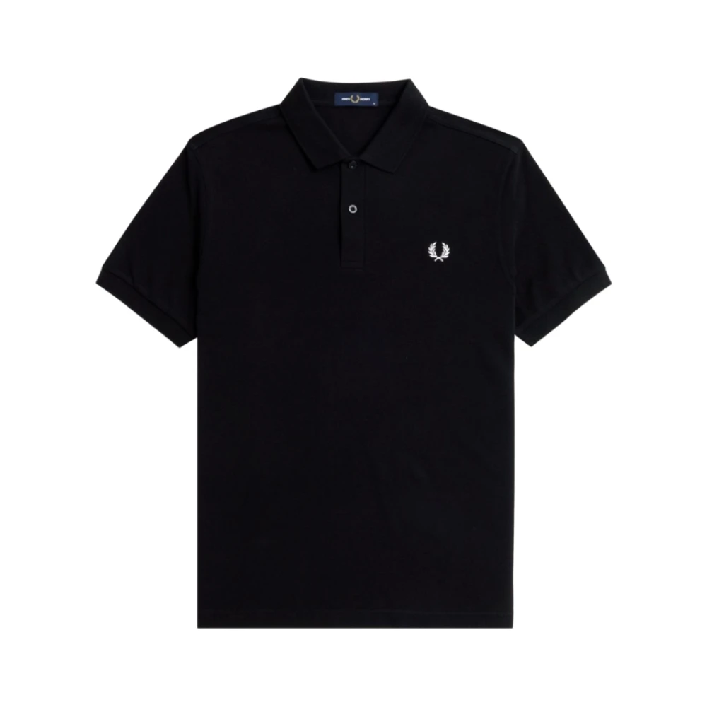 Fred Perry Men's Black Logo Polo Shirt Cotton Short Sleeve - Polo Shirts - S - Tops