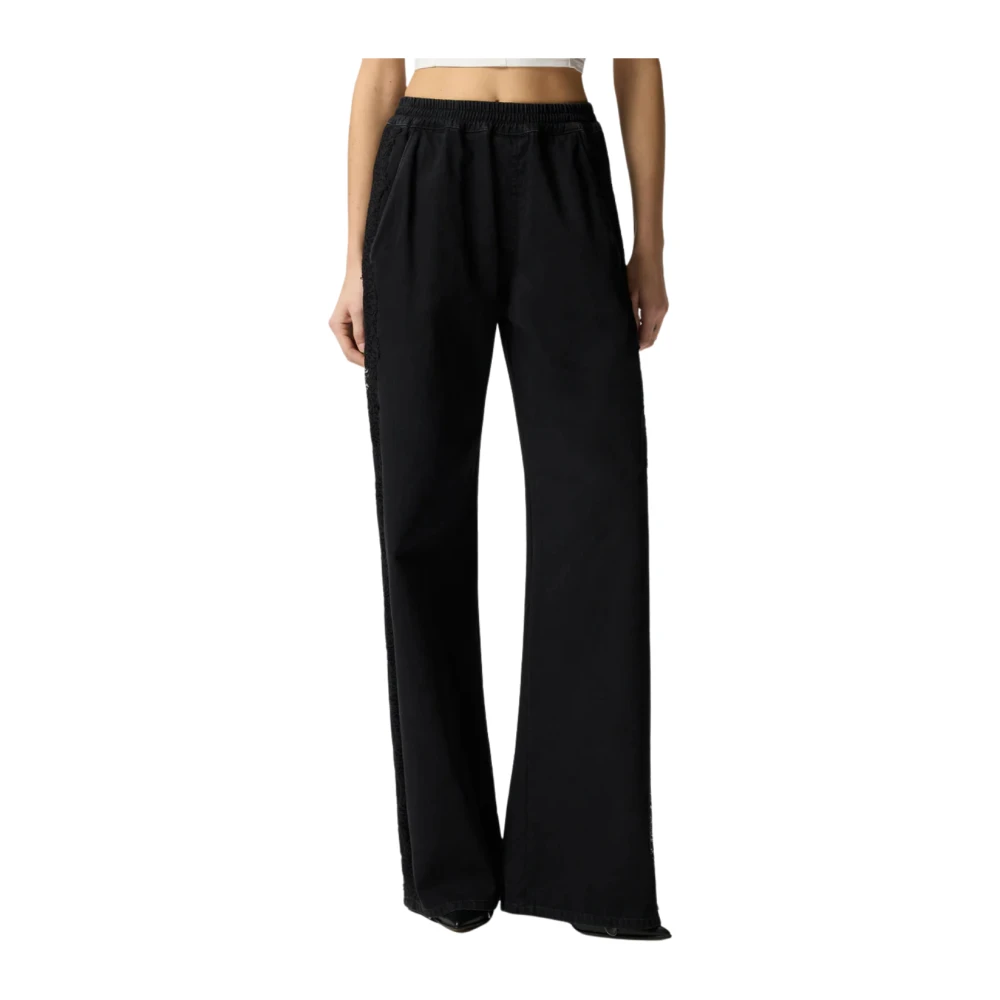 Pinko Women's Black Wide Trousers, 2XS, Palco Pantalone