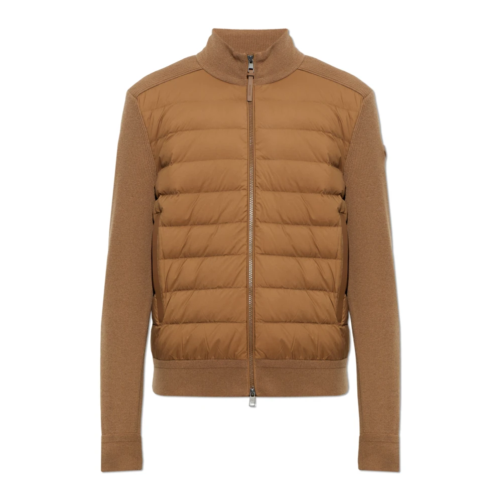 Moncler Cardigan With Quilted Front - Male - Cardigans - Brown - M - Knitwear