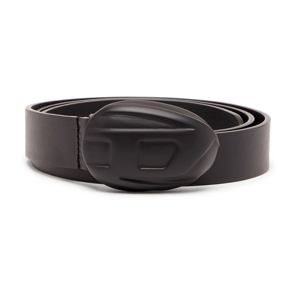 Diesel Leather belt with oval D buckle Black Unisex