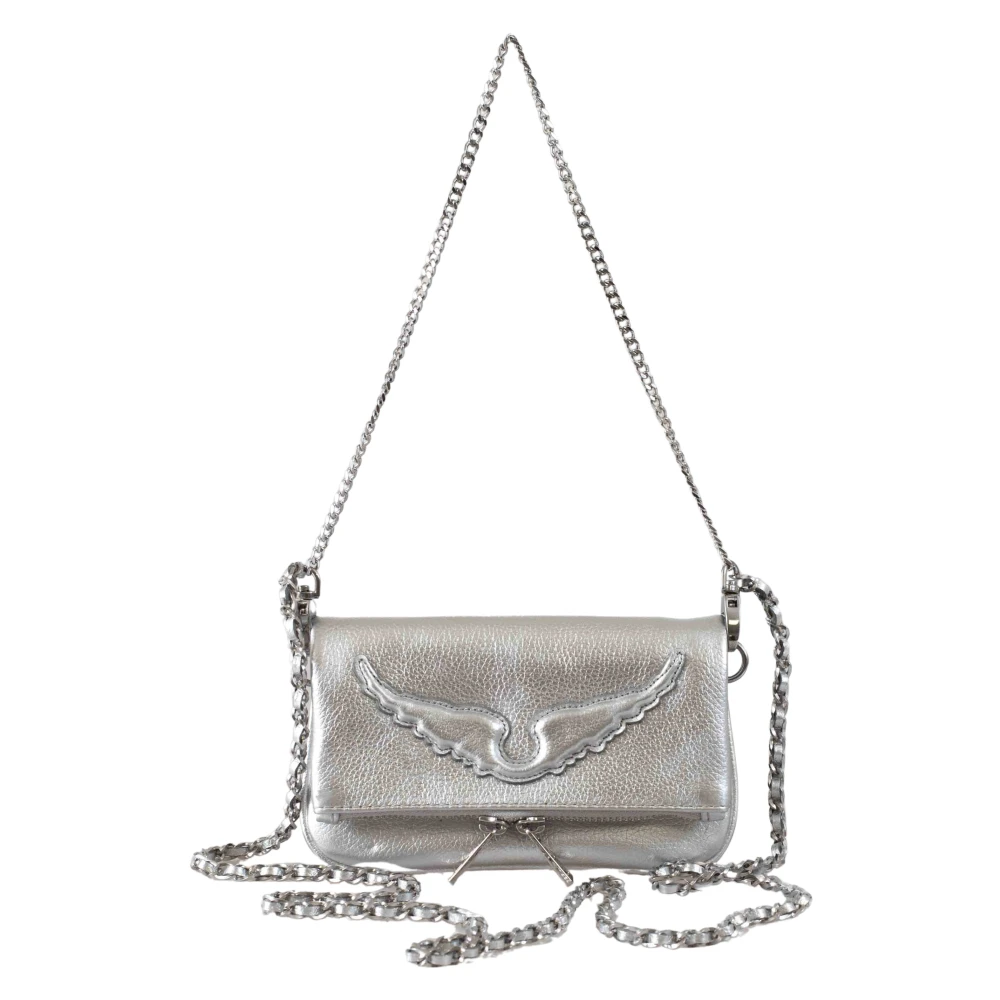 Zadig & Voltaire Silver Metallic Nano Rock Väska Gray, Dam