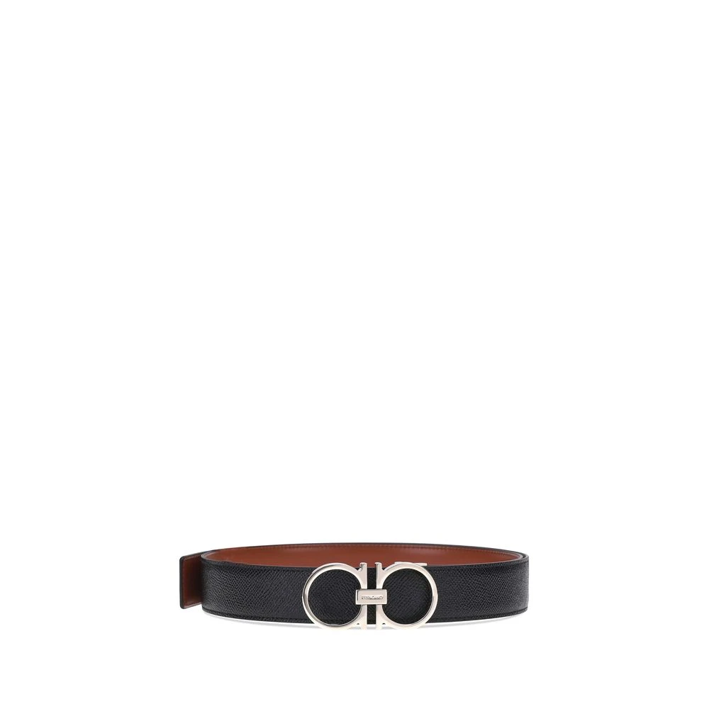 Ferragamo Men's Black Belts,, Reversible Gancini Leather Belt Medium