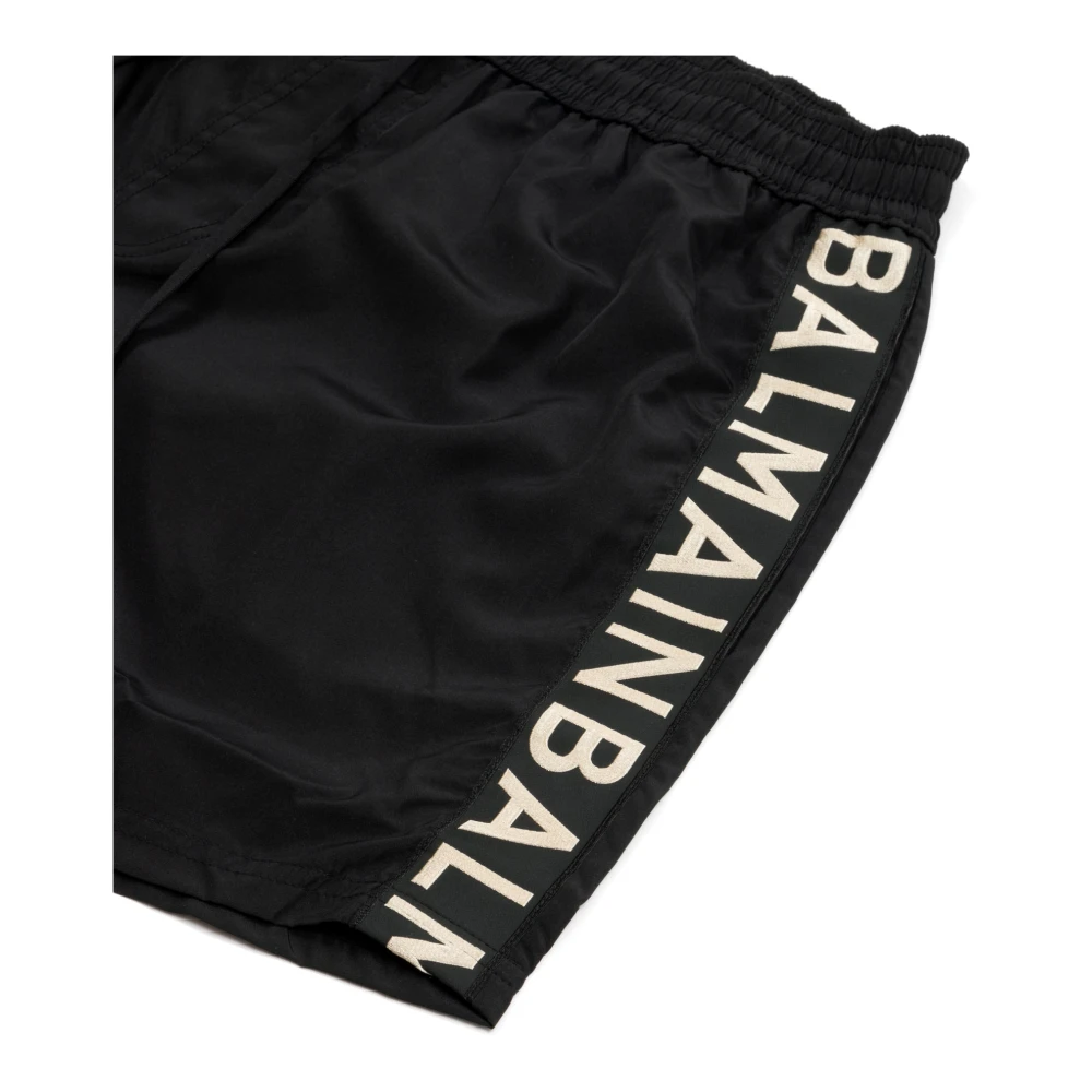 Balmain Logo Zwemshorts met Koordsluiting Black Heren