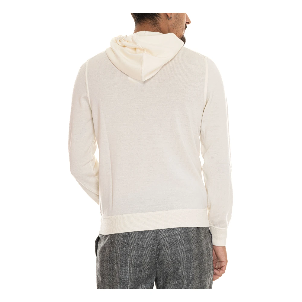 Gran Sasso Merino wollen capuchontrui White Heren