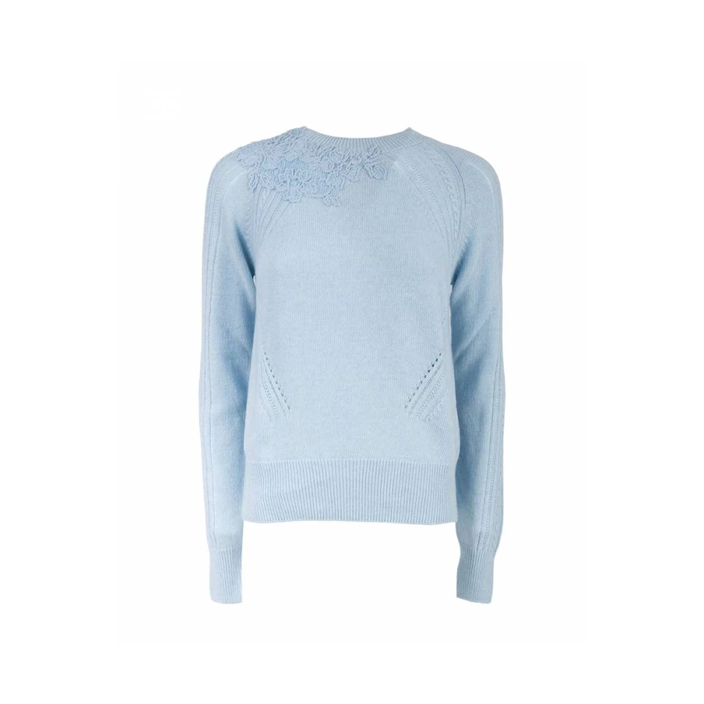 Ermanno Scervino Lange mouwen ronde hals top Blue Dames