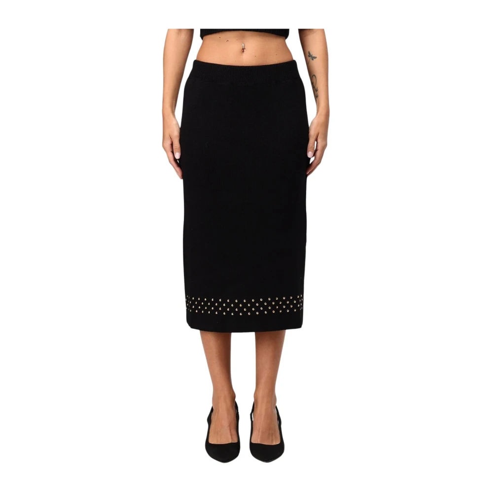 Simona Corsellini Gebreide Rok Stijlvol en Comfortabel Black Dames
