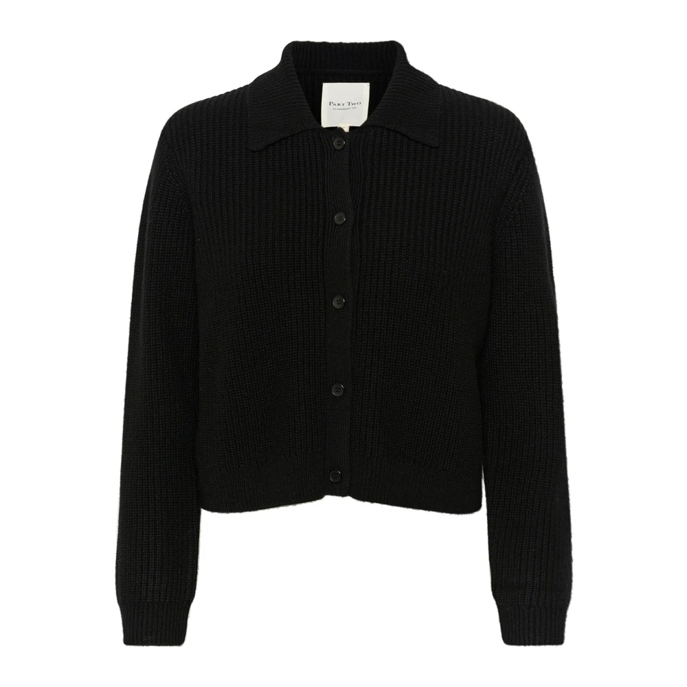 Part Two Zwarte Vest met Zachte Kraag Black Dames