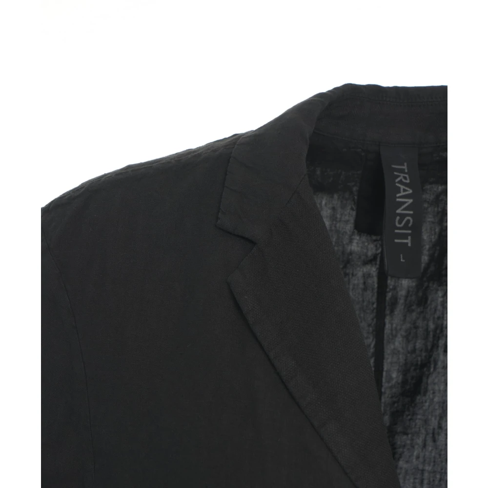 Transit Zwarte Linnen Blazer voor Mannen Black Heren