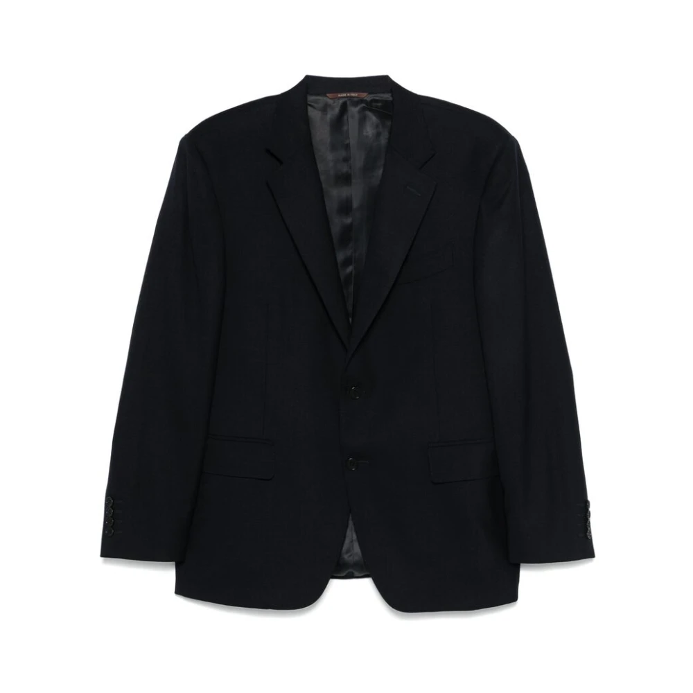 Canali Navy Blauw Wollen Jas Blue Heren