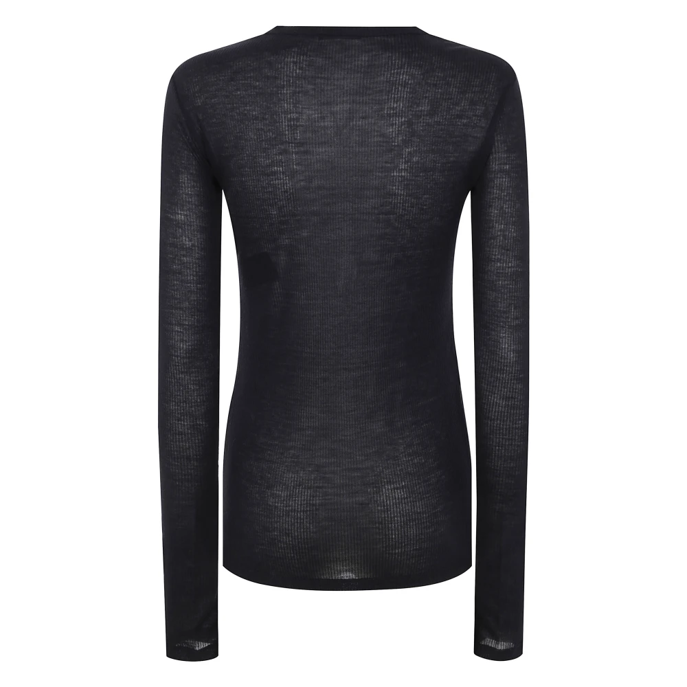 Ann Demeulemeester Slim Fit Lange Mouwen Viscose T-shirt Black Dames
