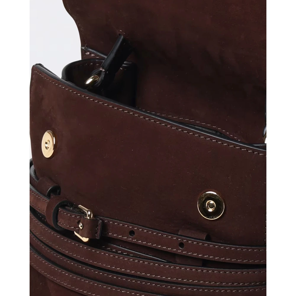 Moschino Bruine leren tas met afneembare band Brown Dames