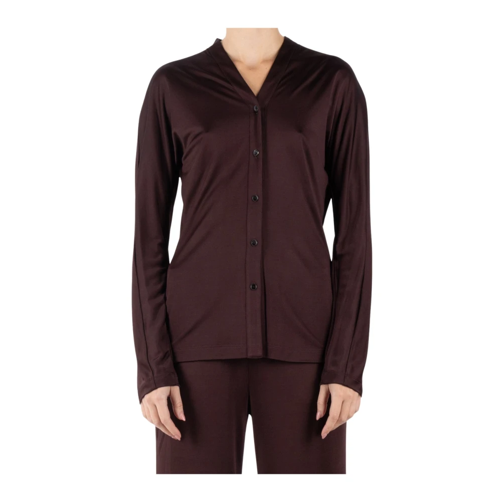 Helmut Lang Espresso Zijden Blouse Brown Dames