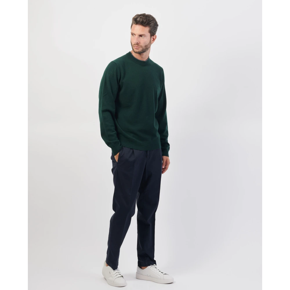 Hugo Boss Groene wollen trui met geribbelde zoom Green Heren
