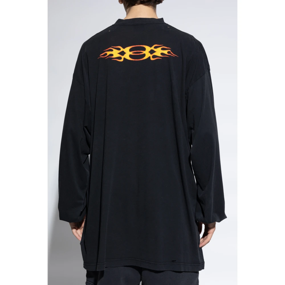Balenciaga Flame T-shirt met lange mouwen Black Heren