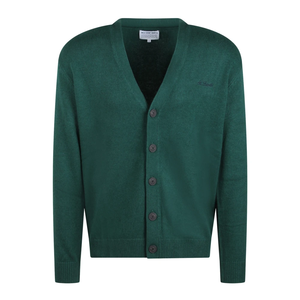 MC2 Saint Barth Wollen Blend Knoopvest Green Heren