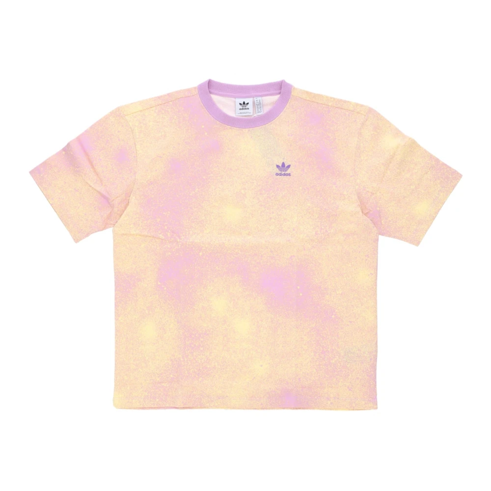 Adidas Gedrukte Lila Gele Tee Korte Mouw Crew Multicolor Dames