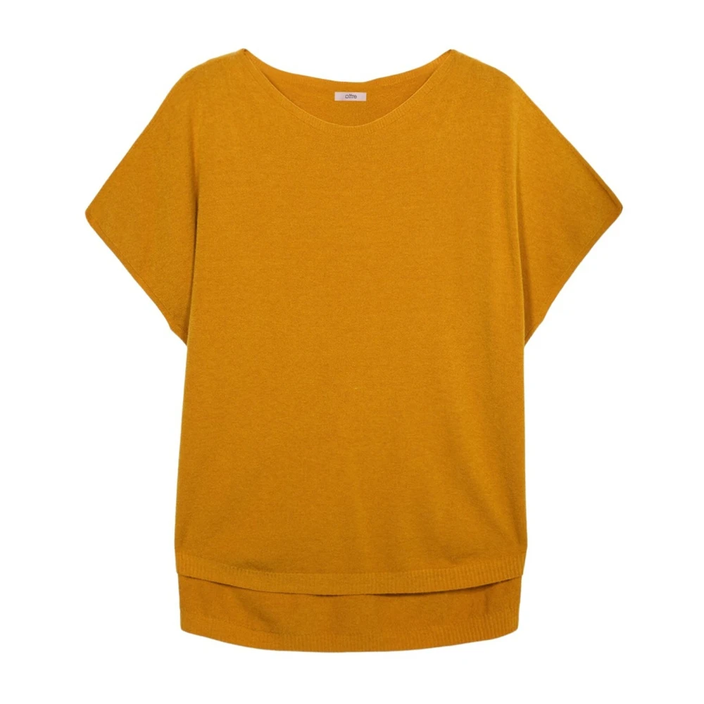 Oltre Vrouw Geel Ronde Hals Korte Mouw Knit