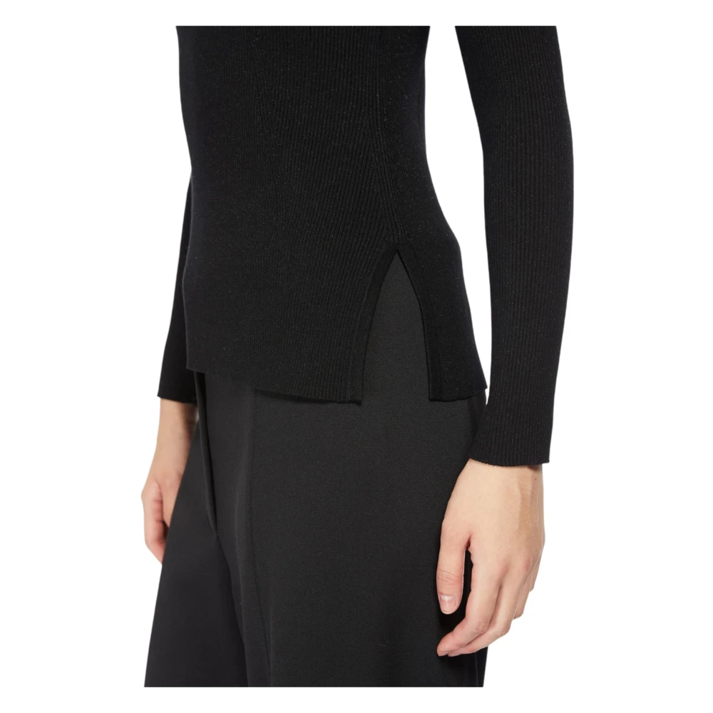 Max Mara Lurex Wollen Trui met Zijsplitten Black Dames