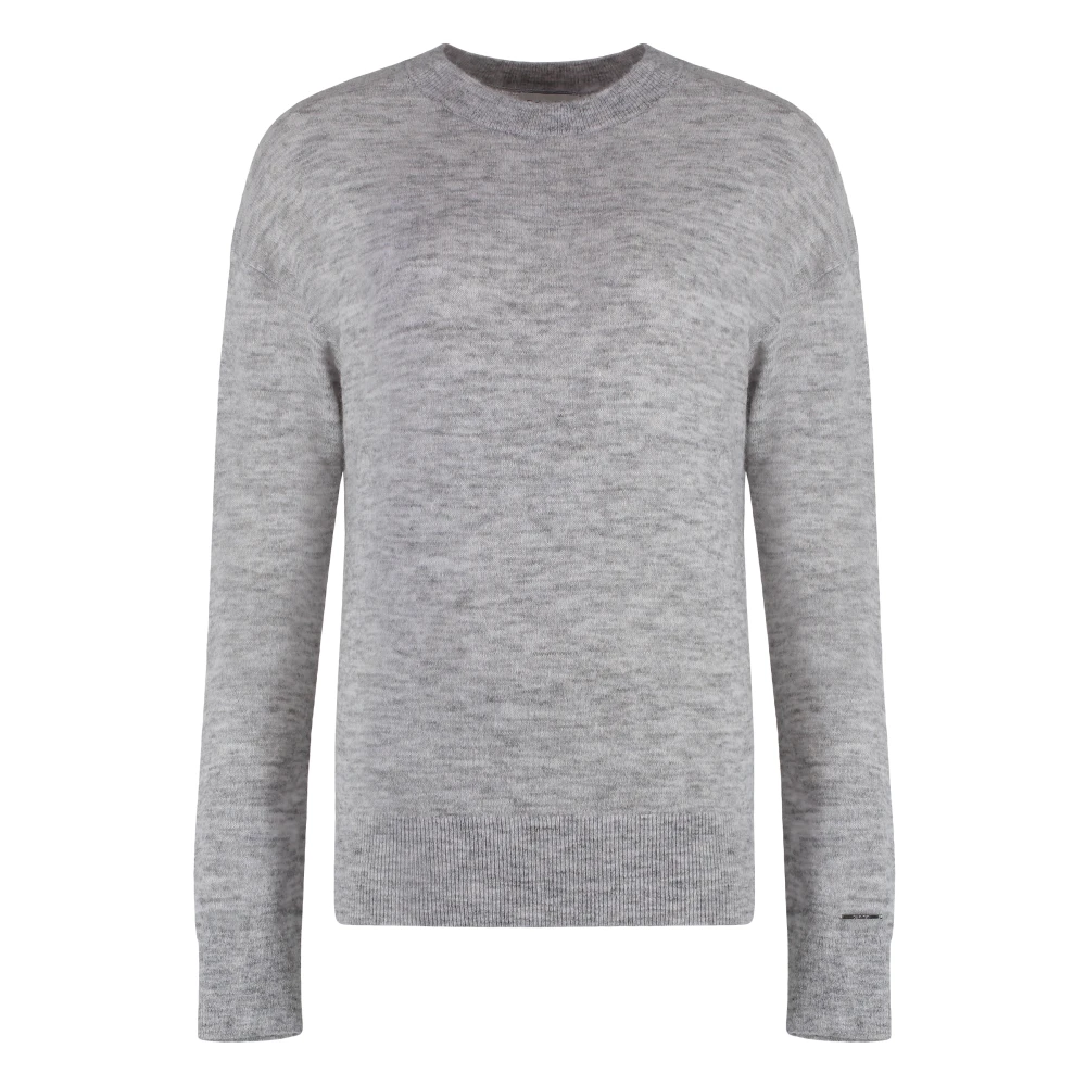 Calvin Klein Alpaca Wolmix Geribbelde Trui Gray Dames