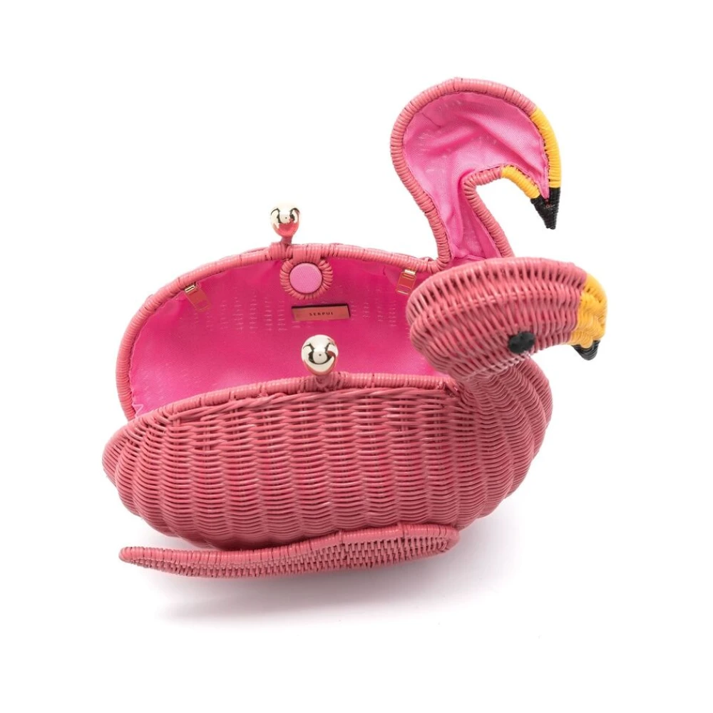 Serpui Fuchsia Roze Magnetische Clutch met Ketting Pink Dames