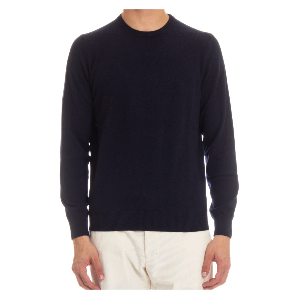 Colombo Men's Blue Cashmere Knitwear, M, Cashmere Jumper Zig-Zag Pattern