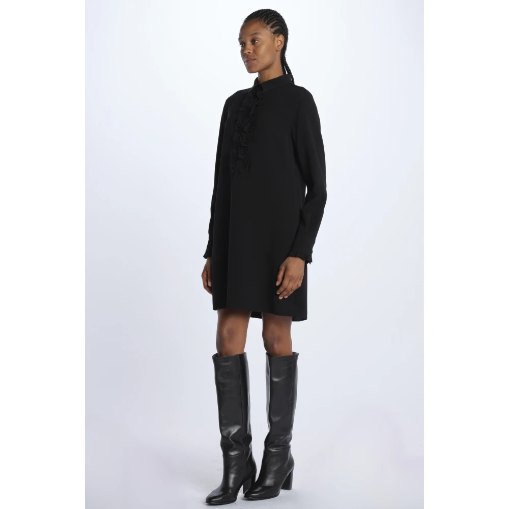 Aspesi Zwarte Cady Mini Jurk met Ruches Black Dames