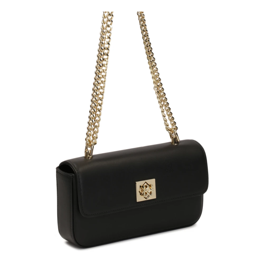 Kazar Minimalistische zwarte handtas met gouden ketting Black Dames