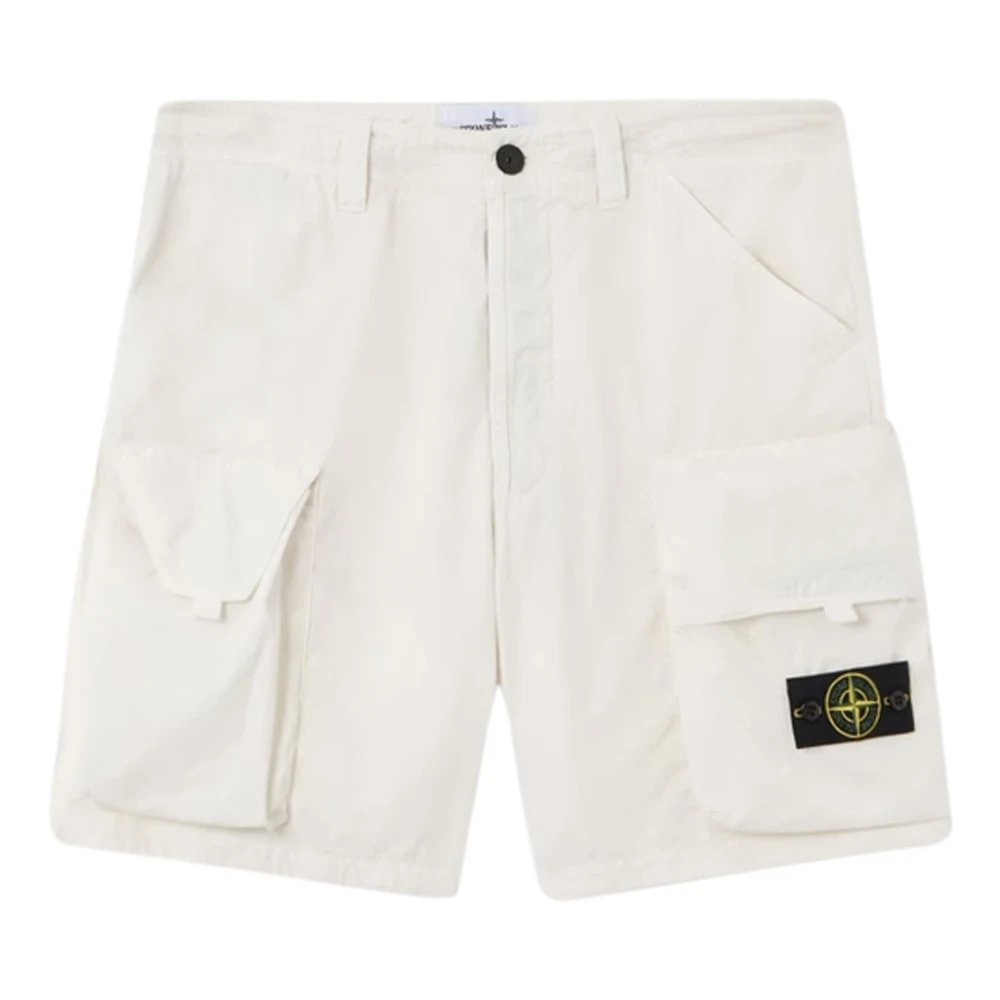 Stone Island Men's White W32, Cargo Shorts