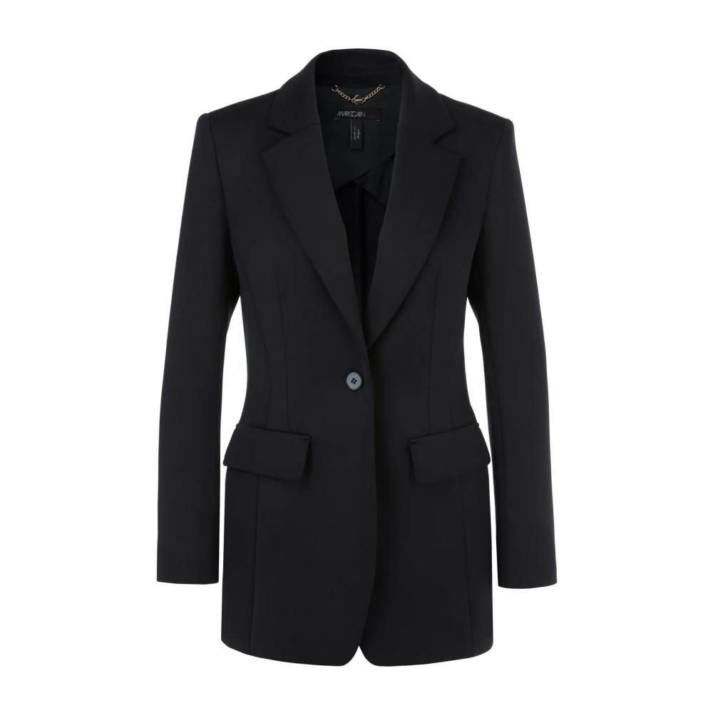 Marc Cain Scuba-jersey blazer met knopenrij Blue Dames