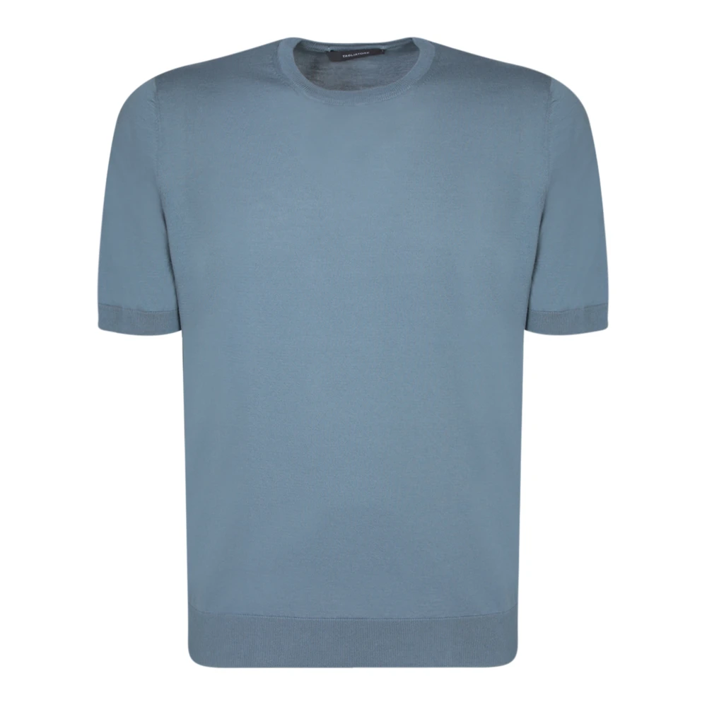Tagliatore Blauw Katoen Ronde Hals T-shirt Regular Fit Blue Heren