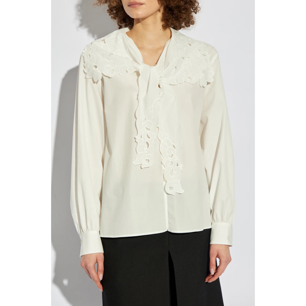 Chloé Katoenen shirt met kanten afwerking White Dames